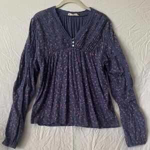 Lucky Brand Navy Floral Blouse